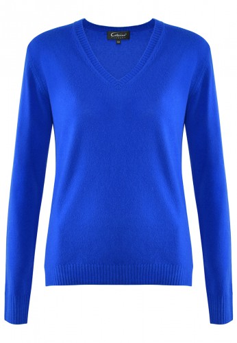 Kobaltowy sweter z wełny i kaszmiru