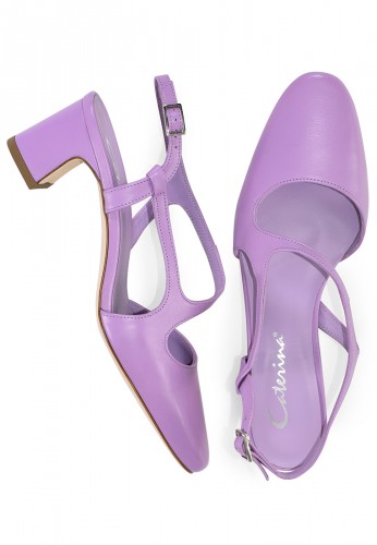 Skórzane buty w kolorze fioletowym