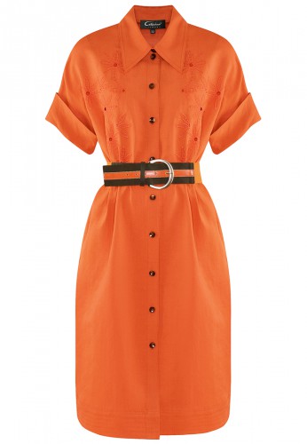 Pomarańczowa sukienka typu szmizjerka