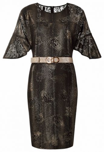 Czarno-miedziana sukienka z koronki